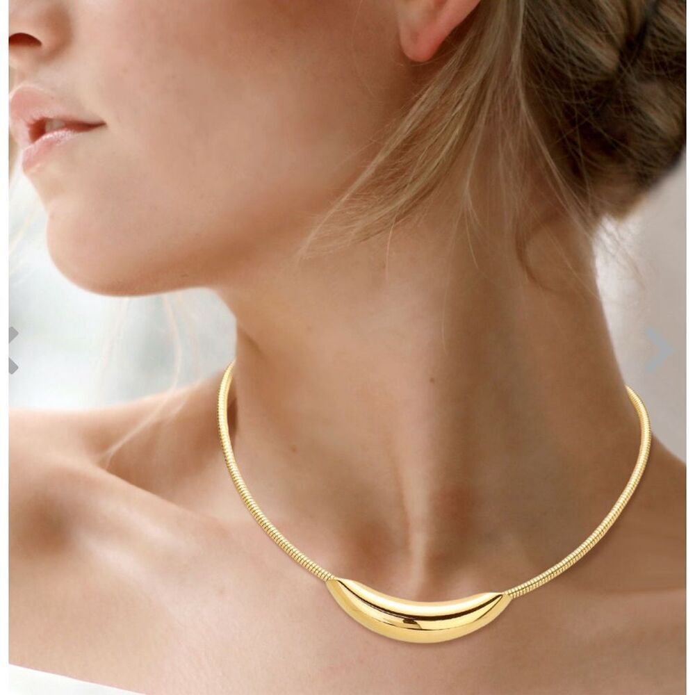 NWT Blanche & Co. choker. Sliding puffed sliver moon. 16” long